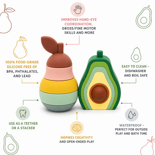 BrushinBella Silicone Stackable Toys (Avocado/Pear)