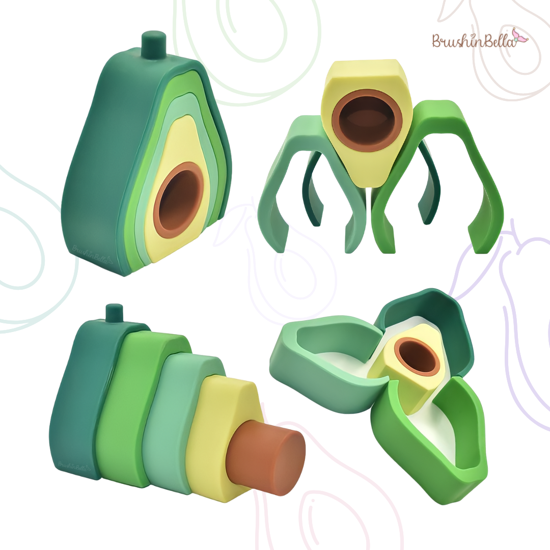 BrushinBella Silicone Stackable Toys (Avocado/Pear)