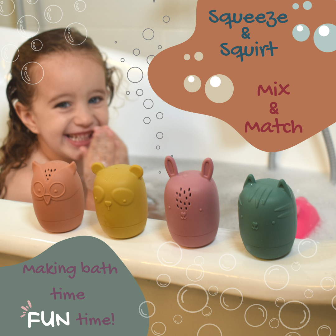 BrushinBella Silicone Bath Toy Animal Set with Stacking Cups