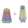 Pastel silicone star stacker toy with matching nesting stars