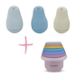 Blue and cream silicone seal bath toys with rainbow stacking cups