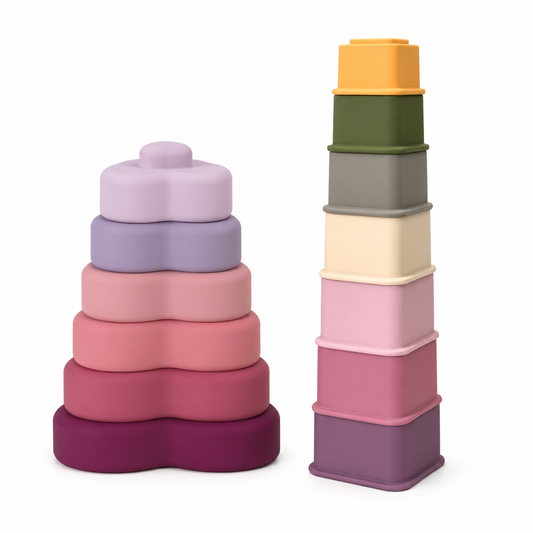 BrushinBella Silicone Stacker Toy Set (Heart Stacker/Nesting Cups)