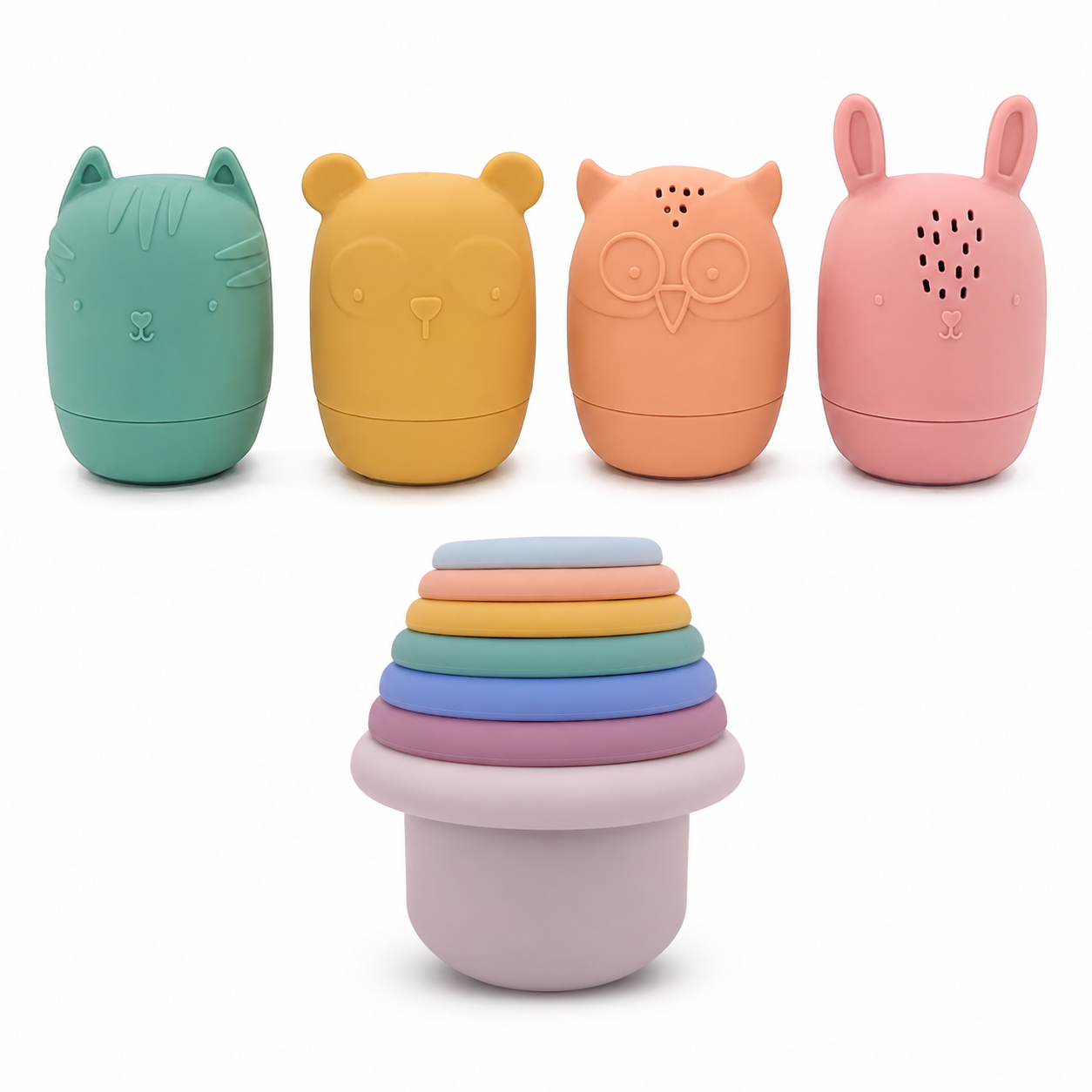 BrushinBella Silicone Bath Toy Animal Set with Stacking Cups